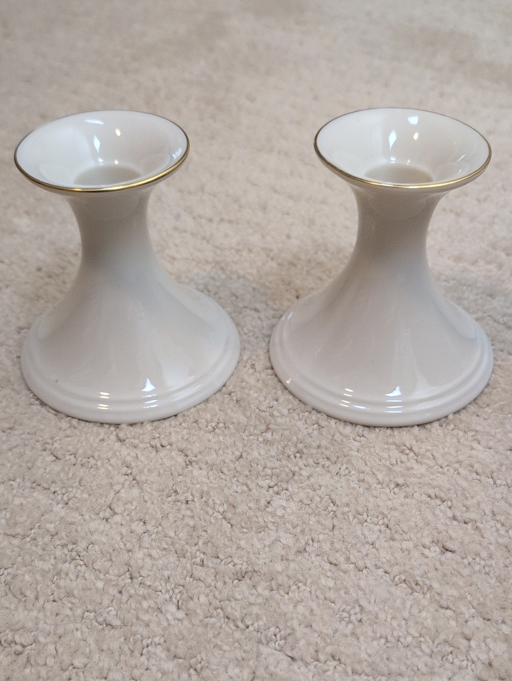 Elegant Lenox Cream Ceramic Candleholders with Gold Trim Special Vintage